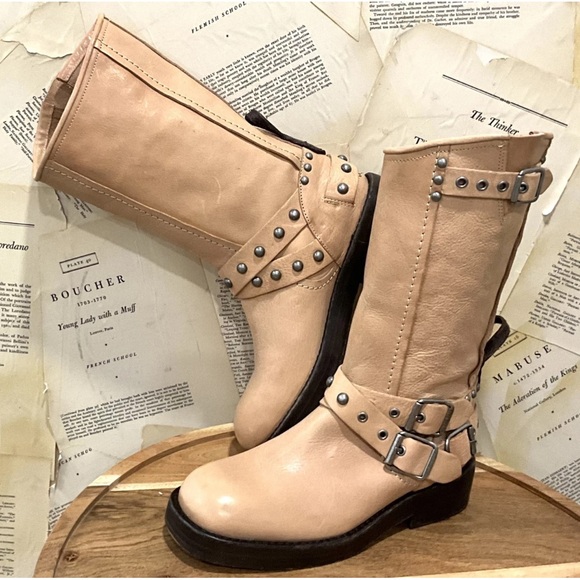 Free People We The Free Janey Engineer Buckle Boot Nude Tan Fawn - Picture 5 of 8